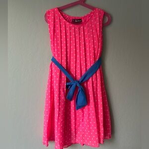 Epic Threads Pink Polka Dot Dress with Blue Sash